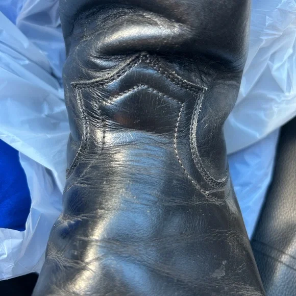 Justin Boots Black men’s classic roper black Leather Cowboy Boots - Picture 3 of 5